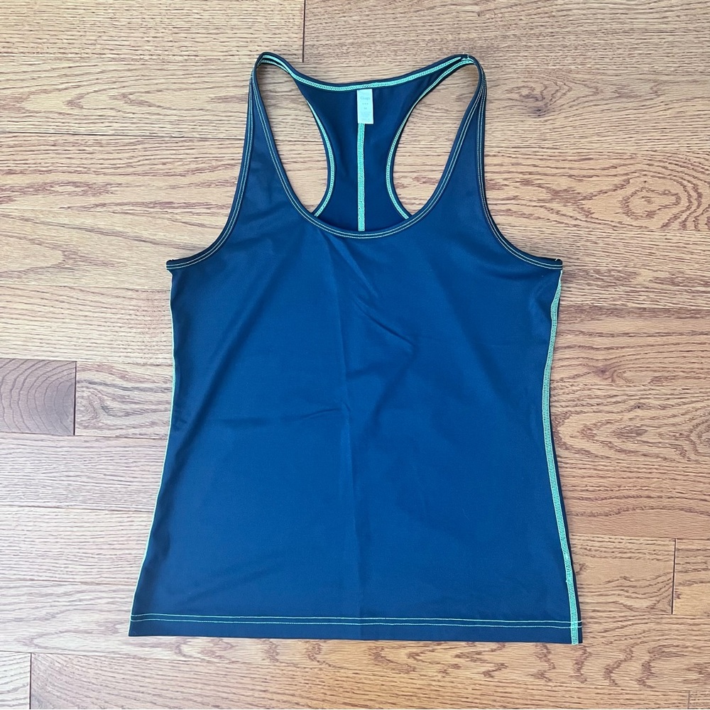 GAP Racerback Workout Tank | Medium | Gray w/ Lime Green Trim